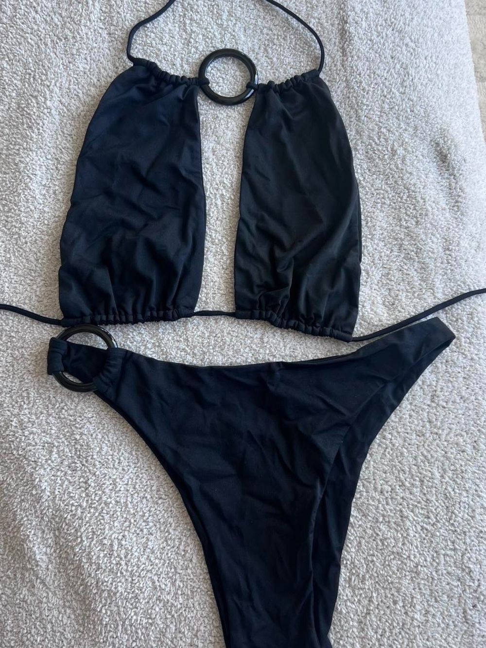 Riot Swim Black Halter Bikini with Ring Accents - Picture 3 of 3